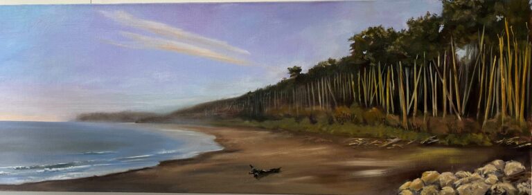 Bruce Bay at Dusk, oil painting by Sue Birchfield