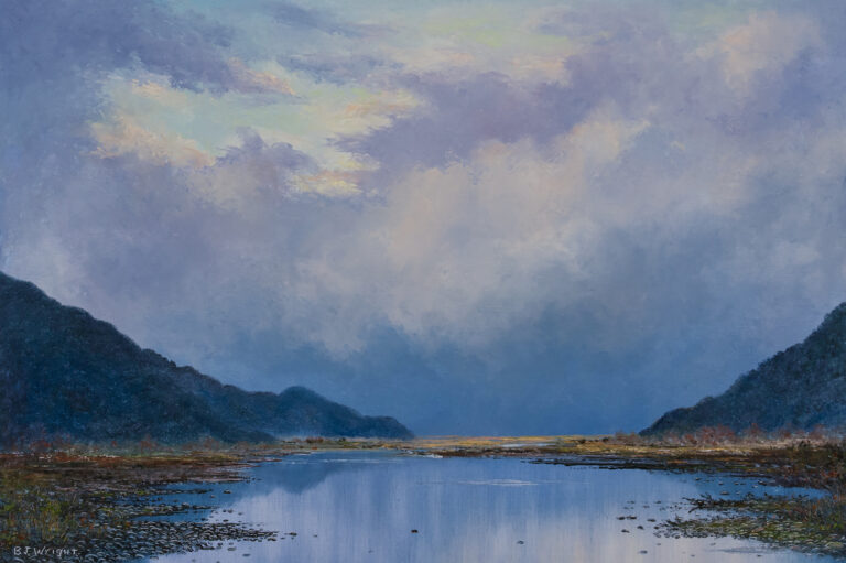 Clearing Skies, Near Glenorchy, Oil on board, Barry Wright