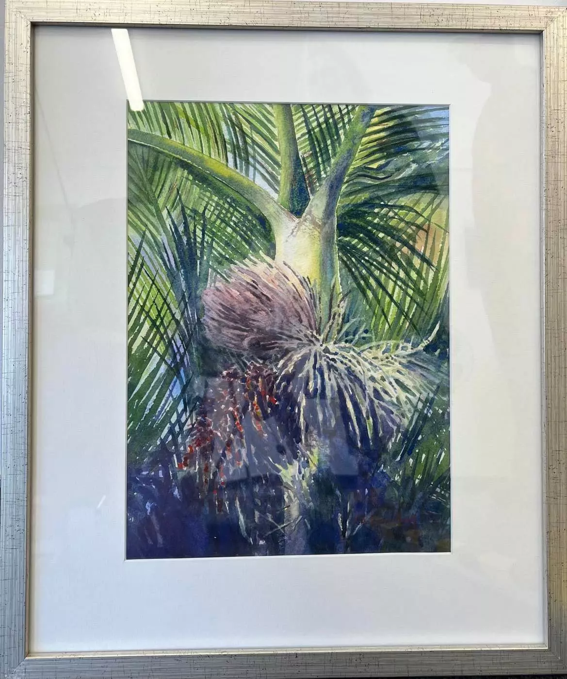 Nikau, Fiona Carruthers, framed Water Colours.