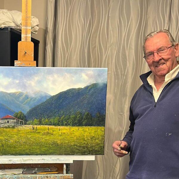 Barry Wright with oil painting